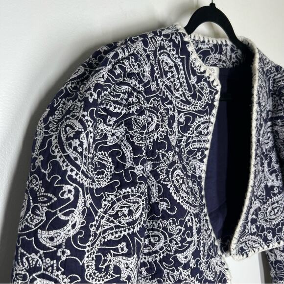 Sea NY Sz XS Theodora Cropped Quilted Embroidered Jacket Blue Paisley - Picture 4 of 9